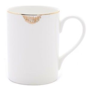 white mug with gold lip